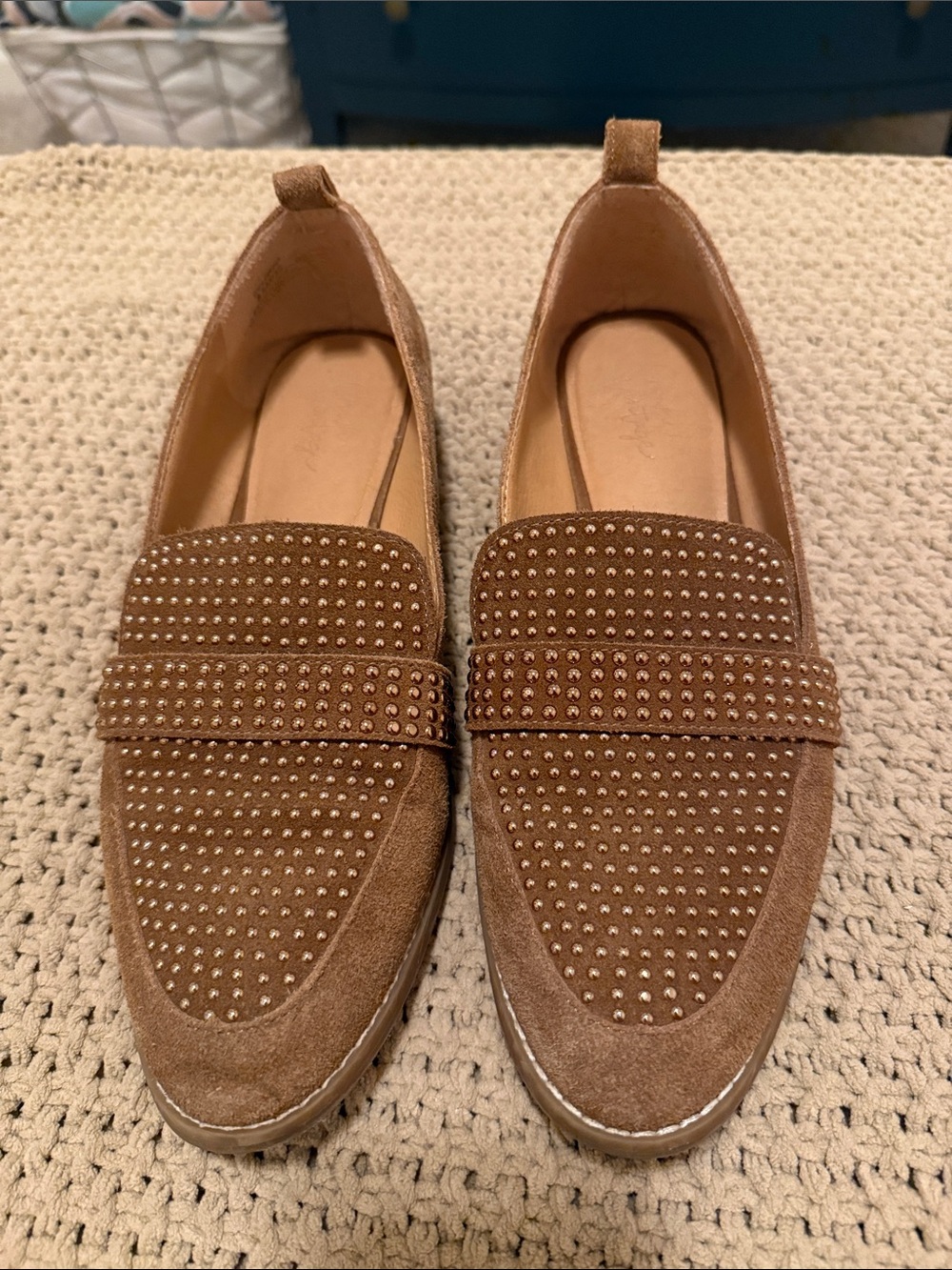 Crown Vintage Brown Suede Studded Loafers